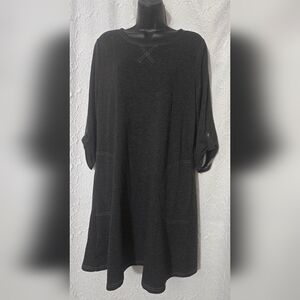 Robert Louis Knit Button Back Detail Shift Dress Overstitching Side Pockets ~ M